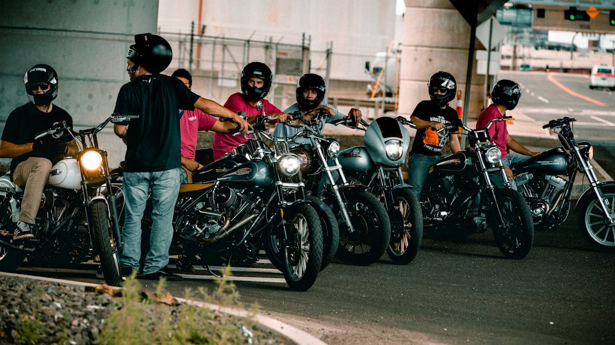 Rider with a cruiser motorcycle