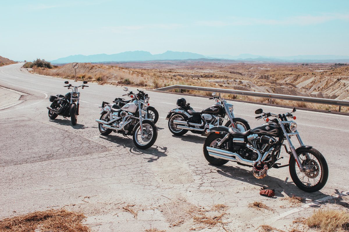 An adventure motorcycle on sand